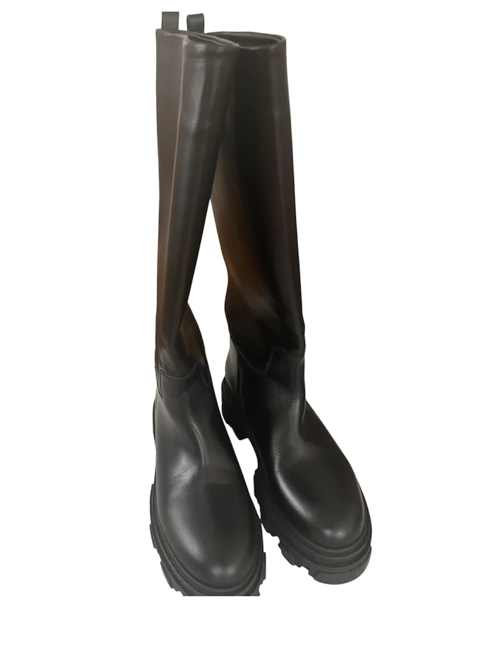 GIA x Pernille Teisbaek Black Leather Biker Knee High Boots EU 38 NWOT